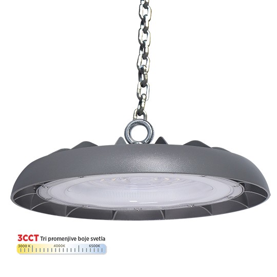 M460150-S6-CCT 150W 3CCT 3000/4000/6500K siva IP65 6KV LED UFO svetiljka Mitea Lighting