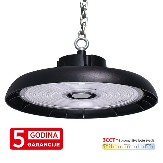 M460200-C5-CCT 200W 3CCT 3000/4000/6500K crna IP65 4KV LED UFO svetiljka 5Y Mitea Lighting