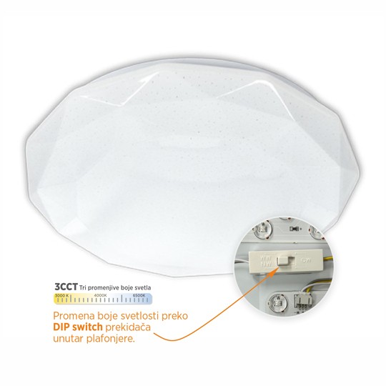 M205401-CCT 18W LED SMD DIP switch 3000-6500K plafonjera dijamant Mitea Lighting