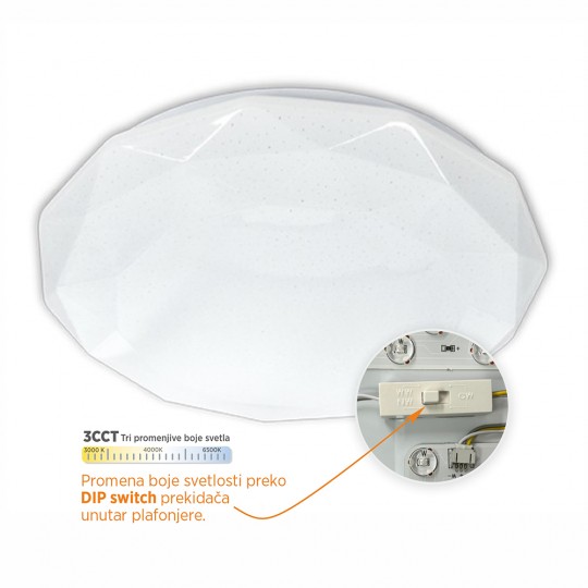 M205402-CCT 24W LED SMD DIP switch 3000-6500K plafonjera dijamant Mitea Lighting