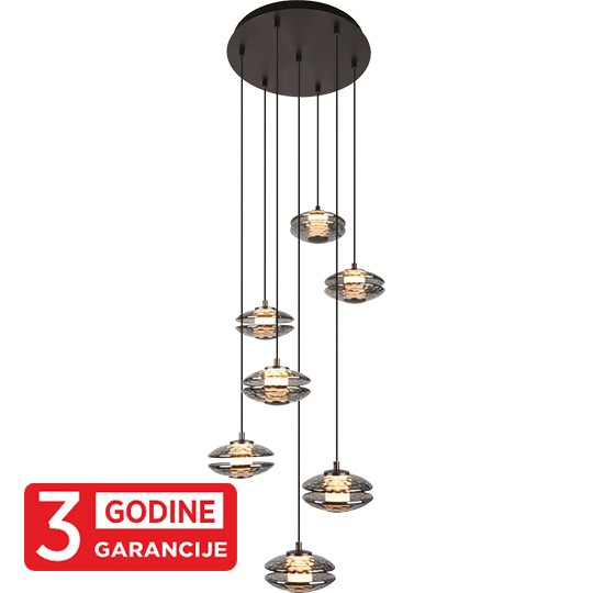 ECLIPTICA MAP9451-7 7x5W 3000K siva+smoky visilica LED 3Y Mitea Lighting