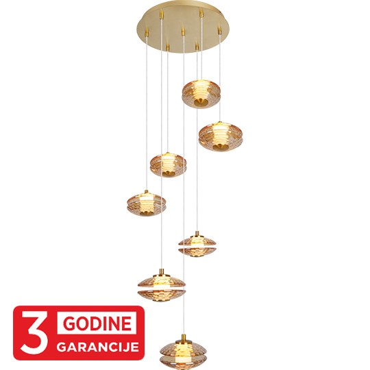 ECLIPTICA MAP9451-7 7x5W 3000K staro zlato+amber visilica LED 3Y Mitea Lighting