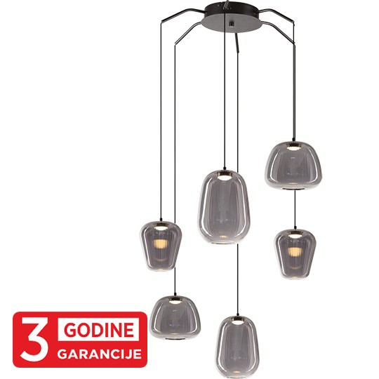 ETERNA MAP9461-6 6x4W 3000K crna+smoky LED visilica 3Y Mitea Lighting