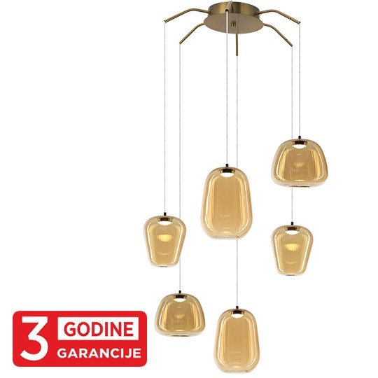 ETERNA MAP9461-6 6x4W 3000K staro zlato+amber LED visilica 3Y Mitea Lighting