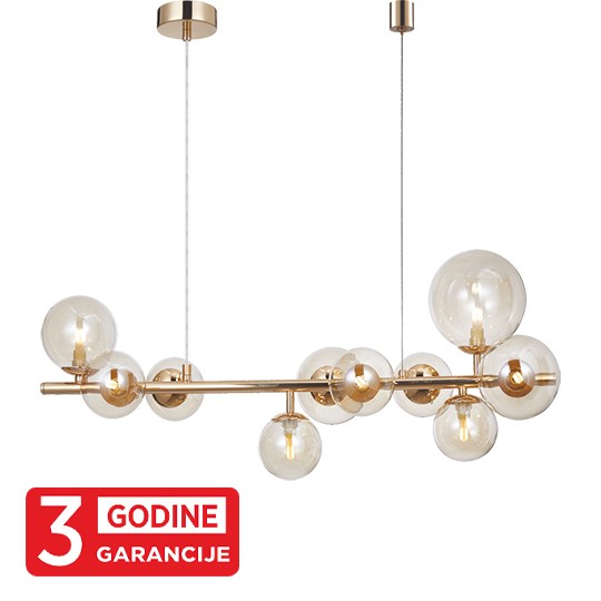 GLOBE MAP9225-10 10xG9 šampanj zlatno+smoky visilica 3Y Mitea Lighting