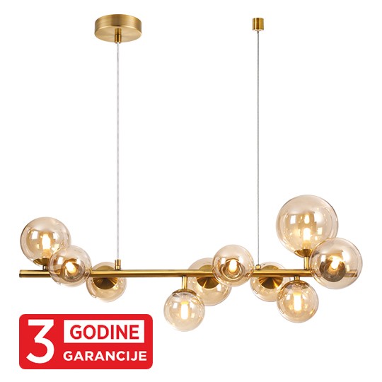 GLOBE MAP9225-10 10xG9 staro zlato+amber visilica 3Y Mitea Lighting