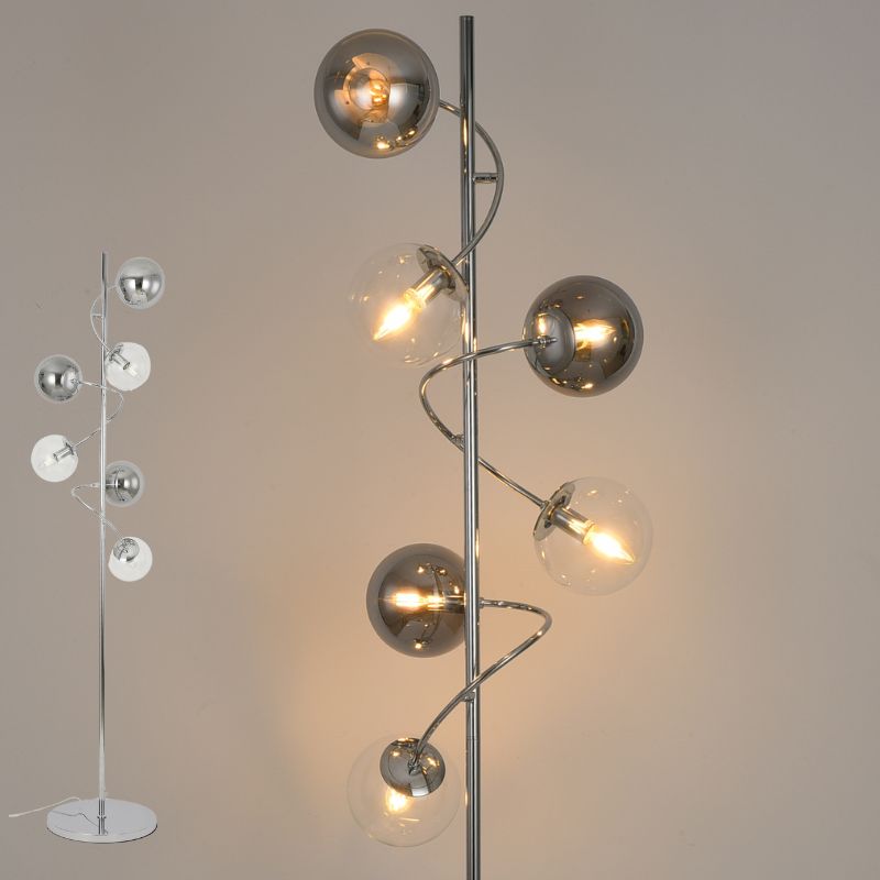 GLOBE PODNA L 6 CROME 6XE14 H175 3 GLASS, 014158