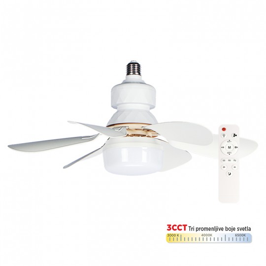 MV5030-W BELI ventilator 12W sa svetlom LED sijalica CCT 12W sa daljinskim upravljačem Mitea Lighting