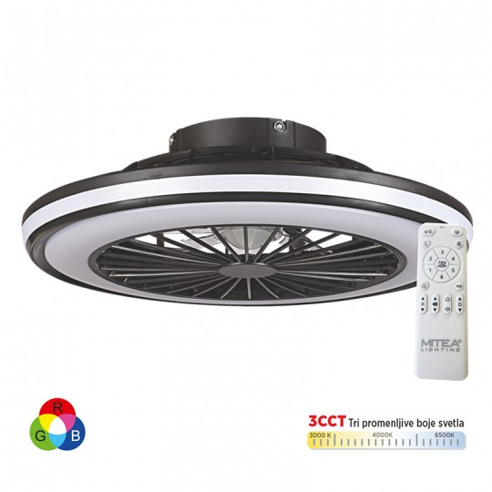 MV5025-RGB-B CRNI plafonski ventilator 18W sa svetlom LED CCT 18W sa daljinskim upravljačem Mitea Lighting