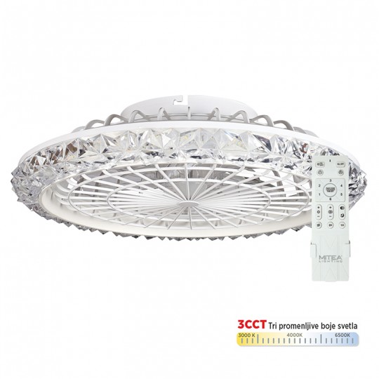 MV5023-CR sa kristalima plafonski ventilator 18W sa svetlom LED CCT 18W sa daljinskim upravljačem Mitea Lighting