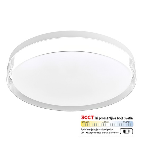 M205529 bela 18W LED CCT DIP switch  plafonjera Mitea Lighting