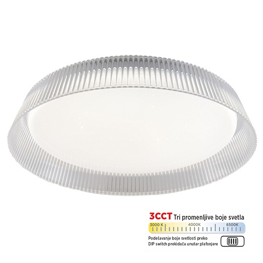M205535 28W LED CCT DIP switch  plafonjera transparentno bela Mitea Lighting