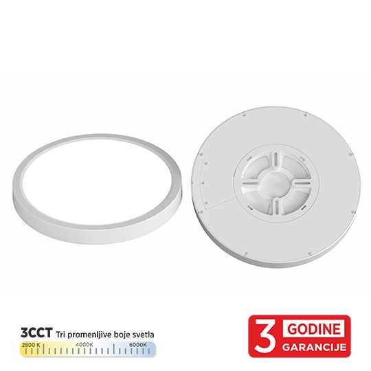 M205760 18W 3CCT DIP switch 2800/4000/6000K bela IP40 LED plafonska lampa 3Y Mitea Lighting