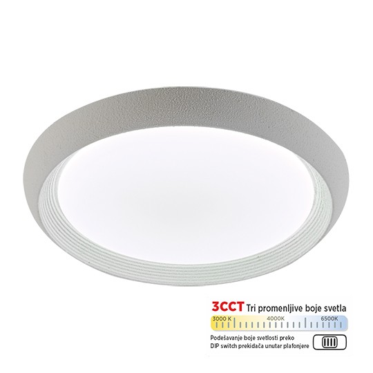 M205531 peskareno bela 28W LED CCT DIP switch  plafonjera Mitea Lighting