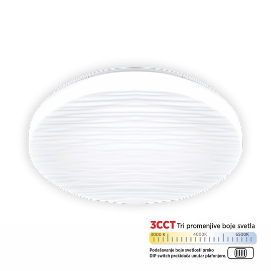 M205541-B 15W 3CCT DIP switch 3000/4000/6500K bela fi260mm SMD LED plafonjera Mitea Lighting