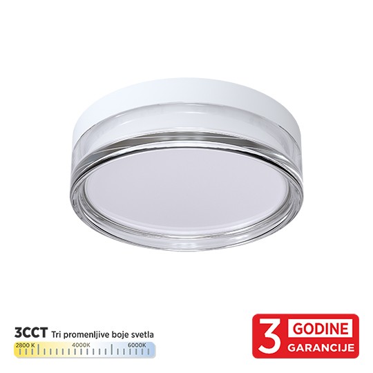 M205754 18W 3CCT DIP switch 2800/4000/6000K bela IP65 fi230mm plafonska LED lampa 3Y Mitea Lighting
