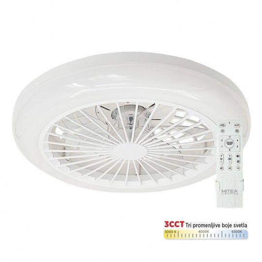 MV5022-W BELI plafonski ventilator 18W sa svetlom LED CCT 18W sa daljinskim upravljačem Mitea Lighting